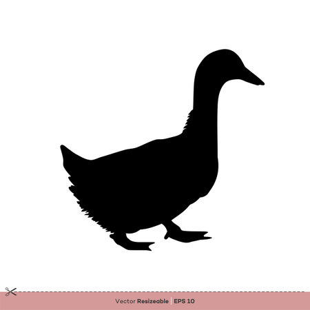 Farm Animal - Duck Silhouette Vector Logo Template Illustration Designのイラスト素材