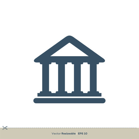 Court Building Icon Vector Logo Template Illustration Designのイラスト素材