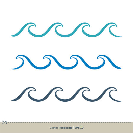 set Wave Water Vector Logo Template Illustration Designのイラスト素材