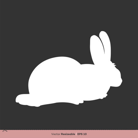 White Rabbit Silhouette Vector Logo Template Illustration Designのイラスト素材