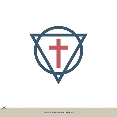 Triangle and Circle Cross Logo Template Illustration Designのイラスト素材