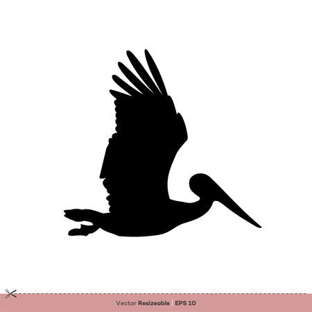 Pelican - Bird Silhouette Vector Logo Template Illustration Designのイラスト素材