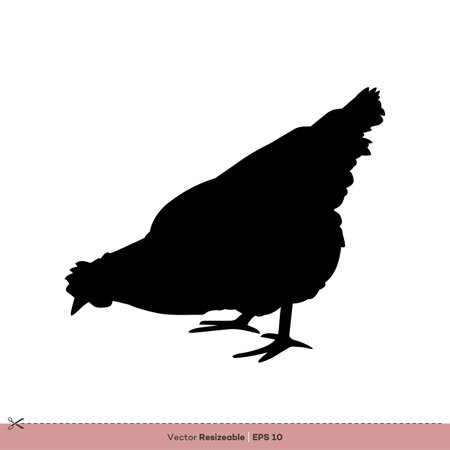 Farm Animal - Chicken Silhouette Vector Logo Template Illustration Designのイラスト素材