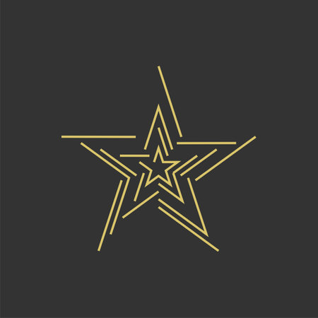 Gold Star Line Logo Template Illustration Design. Vector EPS 10.のイラスト素材