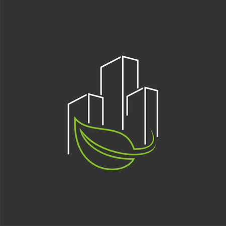 Building and Leaf Logo Template Illustration Design. Vector EPS 10.のイラスト素材
