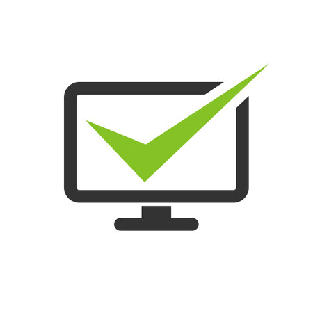 Screen Computer Check Mark Logo Template Illustration Design. Vector EPS 10.のイラスト素材