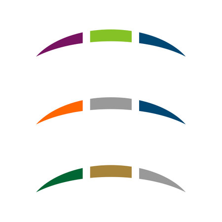 Colorful Set Bridge Swoosh Icon Vector Logo Templateのイラスト素材