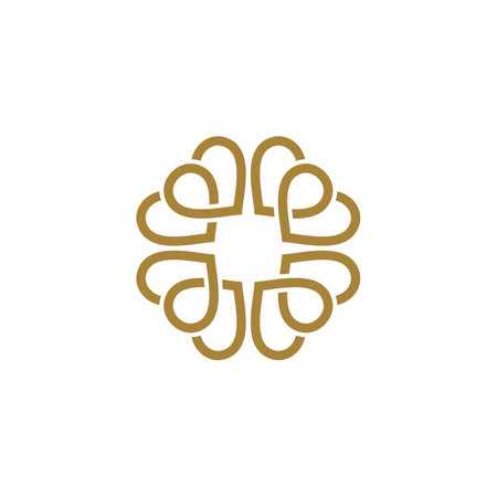 Gold heart Ornamental Flower Logo Template Illustration Design. Vector EPS 10.のイラスト素材