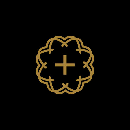 Gold cross in ornamental Illustration Design. Vector EPS 10.のイラスト素材