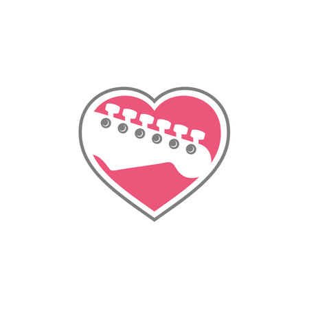 Love Guitar Logo Template Illustration Design. Vector EPS 10.のイラスト素材