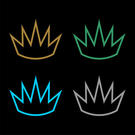 set Colorful Crown Line Logo Template Illustration Design. Vector EPS 10.のイラスト素材