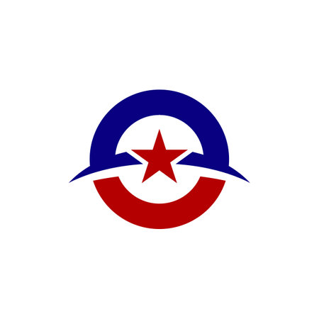 Red Star and Circle Shield Logo Template Illustration Design. Vector EPS 10.のイラスト素材