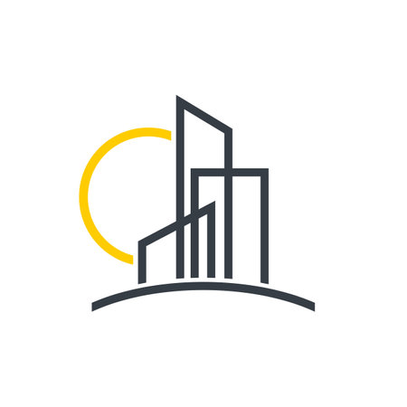 Line Building Real Estate Logo Template Illustration Design. Vector EPS 10.のイラスト素材