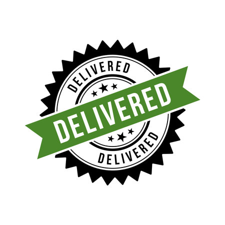 Delivered Stamp,Delivered Round Sign With Ribbonのイラスト素材