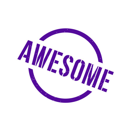 Awesome Letter Stamp, Awesome Letter Round Signのイラスト素材