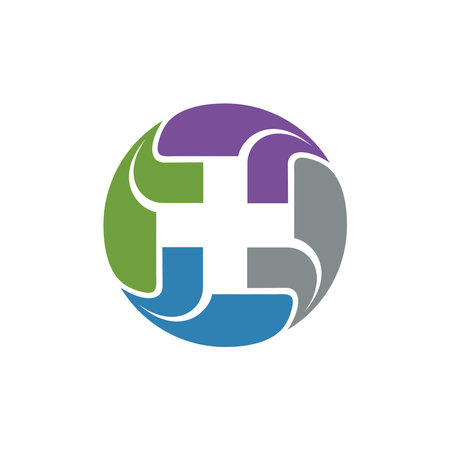 Cross Negative Space Icon Vector Logo Templateのイラスト素材