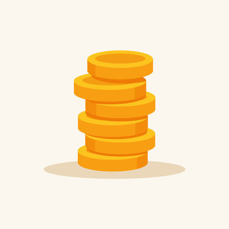 Stacking Gold Coin Icon Vector Template Illustration Designのイラスト素材