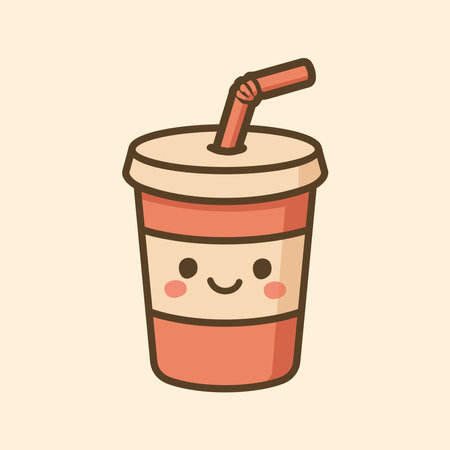 Kawaii Design Style Glass of Drink Vector Templateのイラスト素材