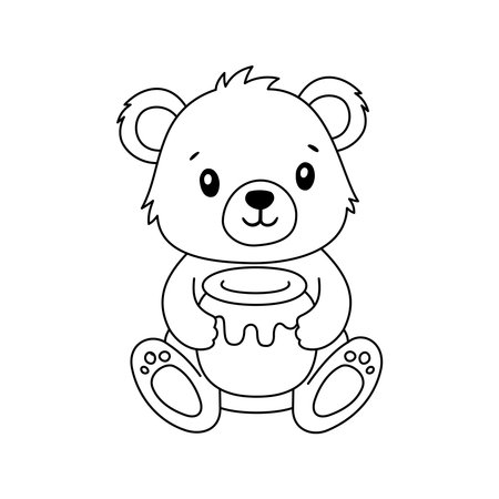 coloring book cartoon bear vectorのイラスト素材