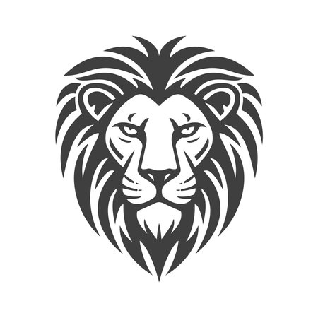 Simple Lion Face Tribal Tattoo Style Illustration Vector Templateのイラスト素材
