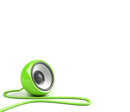bright green speaker with cableの写真素材