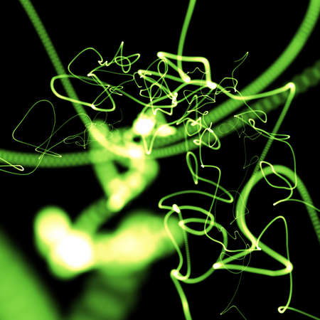 green neon light in perspectiveの写真素材