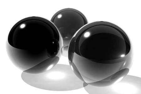 three black glass spheresの写真素材