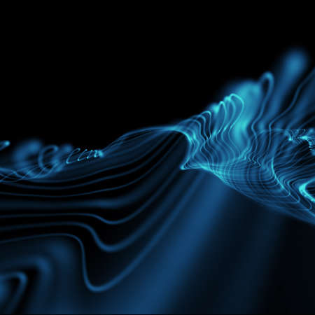 blue smooth linear wavy background in perspective