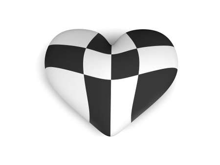 black and white heart on the white backgroundの写真素材