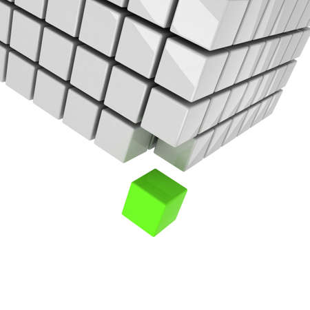 green cube getting detached concept green cube getting detached concept