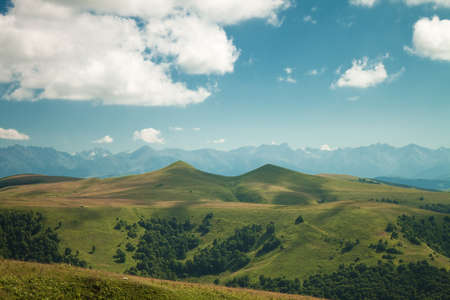 summer mountains and blue sky landscape
