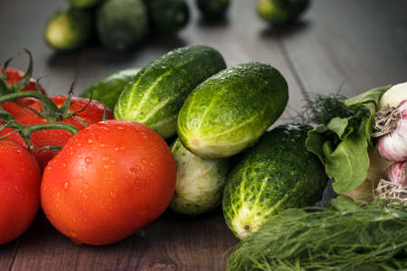 fresh vegetables on the brown wooden table