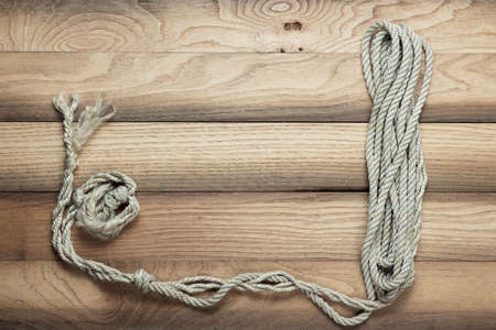 old wooden texture with ship rope の写真素材