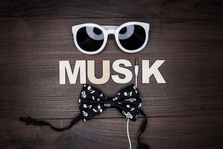 modern music concept on the wooden backgroundの写真素材