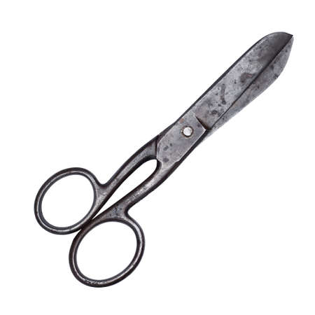 old black scissors isolated on the white