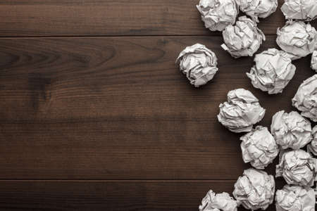 crumpled paper brainstorming in the office concept