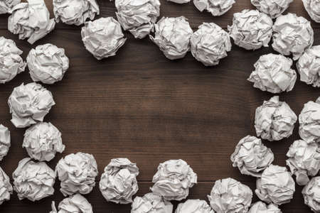 crumpled paper brainstorming in the office の写真素材