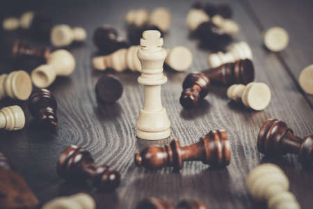 chess winning concept on the wooden backgroundの写真素材