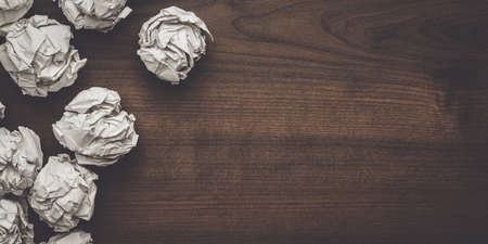 crumpled paper brainstorming in the office conceptの写真素材
