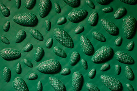 A green orthopedic mat with the design of cones to prevent flat feet.の写真素材