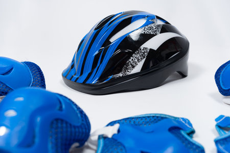 Childrens set of protection for cycling, skateboard, roller skates - helmet, knee pads, elbow pads,...