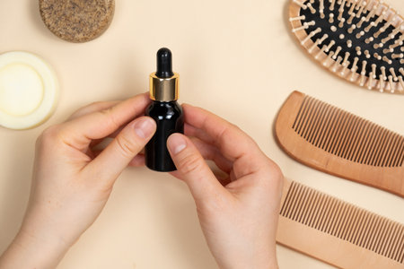 Natural oil for hair care. Organic eco hair products.の写真素材