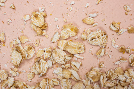 Macro Uncooked Raw Oatmeal Top View.の写真素材