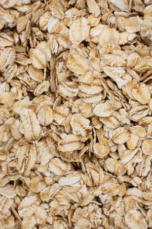 Macro Uncooked Raw Oatmeal Top View.