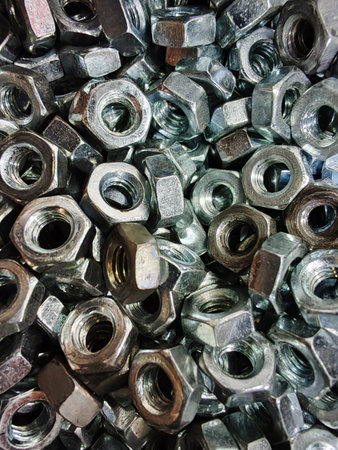 Lots of iron nuts, top view