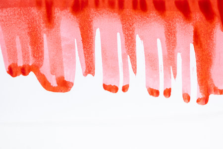 Abstract Red White Background Brushstrokes Red Paint Top View.