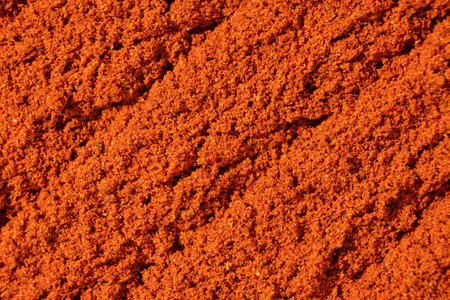 Ground paprika, red terracotta spice background, art in cookingの写真素材