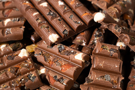 Lots of Organic Healthy Chocolate with Nuts.の写真素材