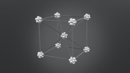 Iron crystal lattice model 3d illustration.の写真素材