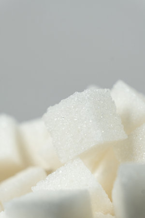 Cubes of white crystalline beetroot refined sugarの写真素材